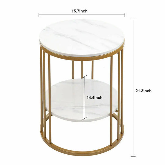 2-Tier White Marble Side Table