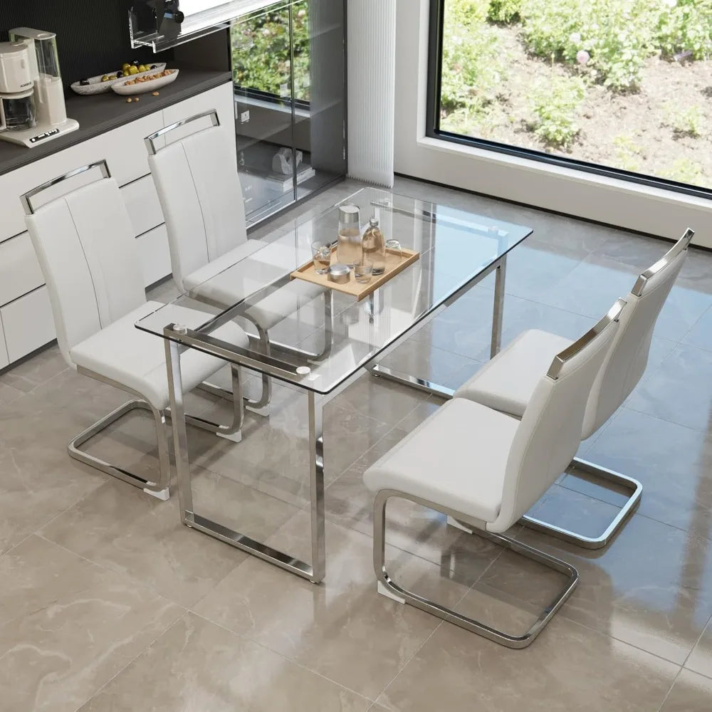 Modern Rectangle Dining Table Set for 4
