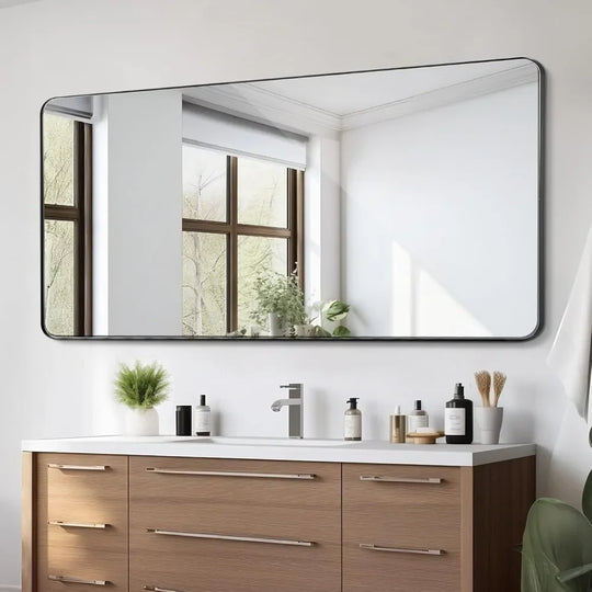 Luxury Curved Rectangular Wall Mounted Mirror, 36" X 72"