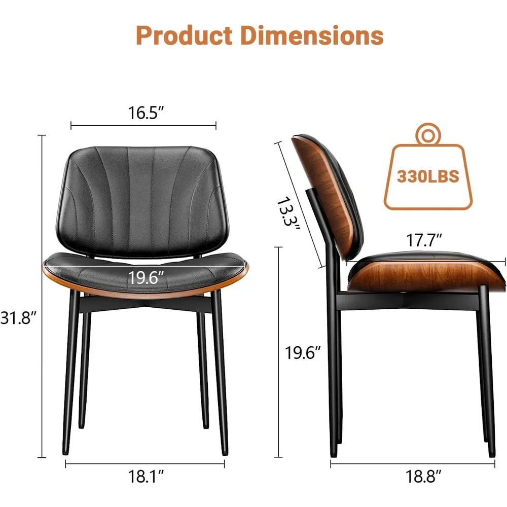 Modern Leather Dining Chairs, Set of 2