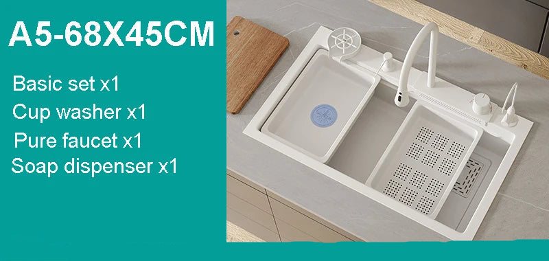 Nano White Kitchen Sink