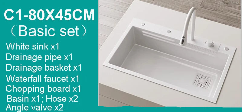 Nano White Kitchen Sink