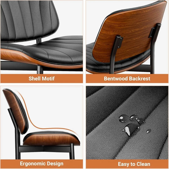 Modern Leather Dining Chairs, Set of 2