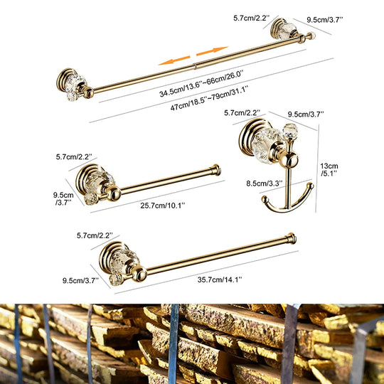 Golden Crystal Bathroom Hardware Set