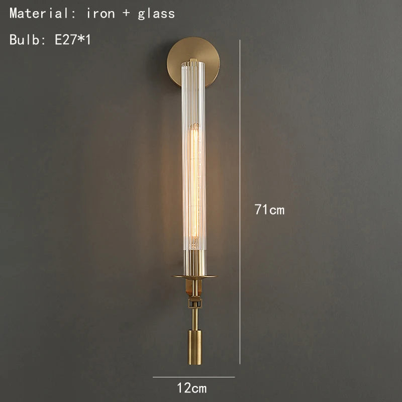 Luxury Iron Glass LED Copper Wall Light