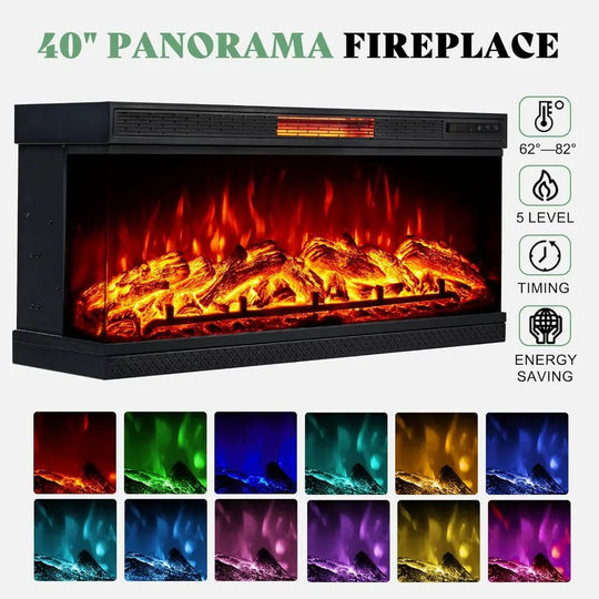 75in 3-Sided Glass Fireplace TV Stand