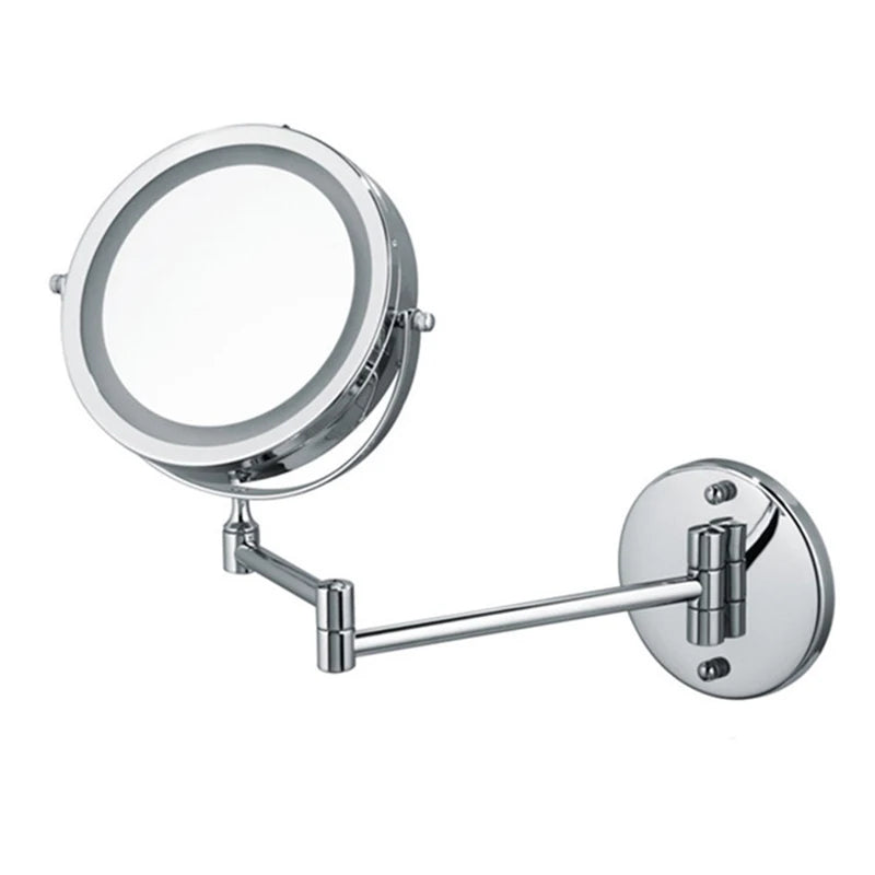 Modern Wall Mounted Folding Arm Bathroom Mirror with LED