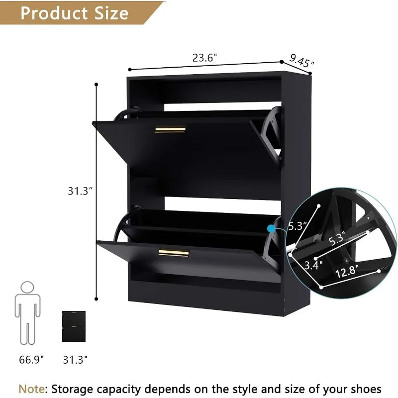 Modern Shoe Cabinet with Luxury Flip Drawers