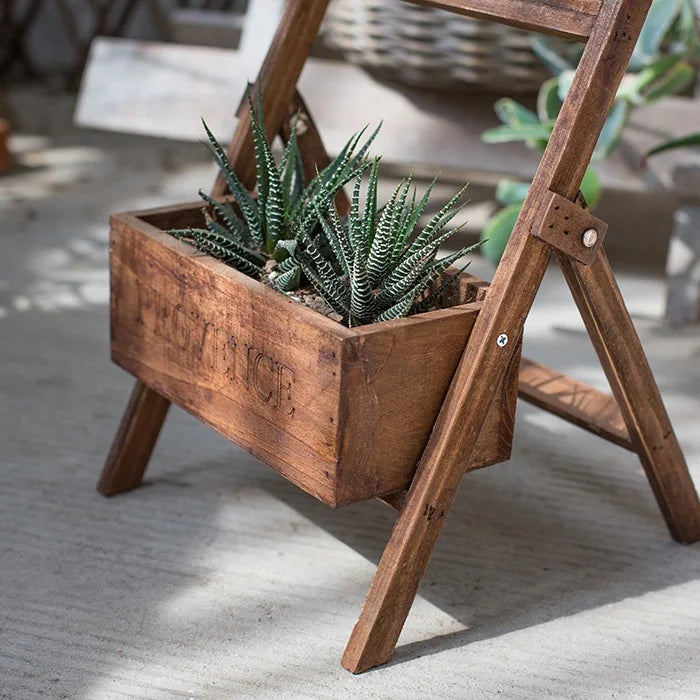 Retro Wooden Plant Stand  with Blackboard