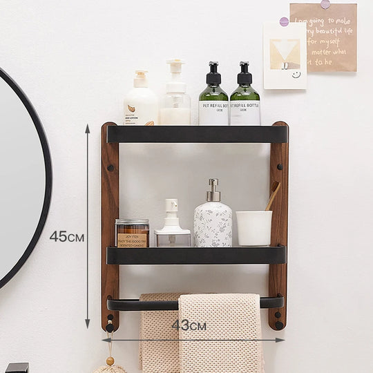 Wooden and Aluminum Bathroom Shelves