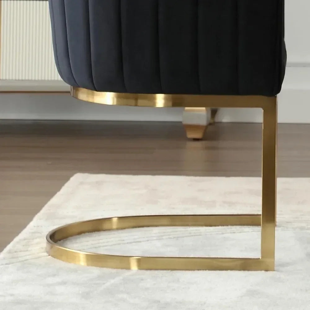 Curved Dining Chairs Set of 2, with Gold Legs