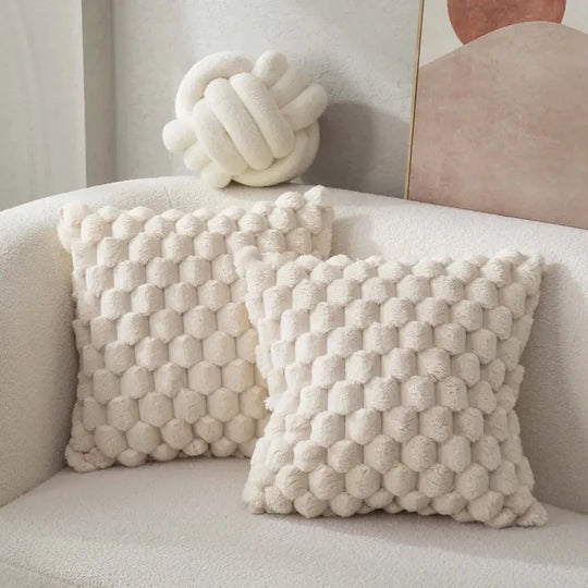 Pineapple Grid Soft Plush Throw Pillowcase