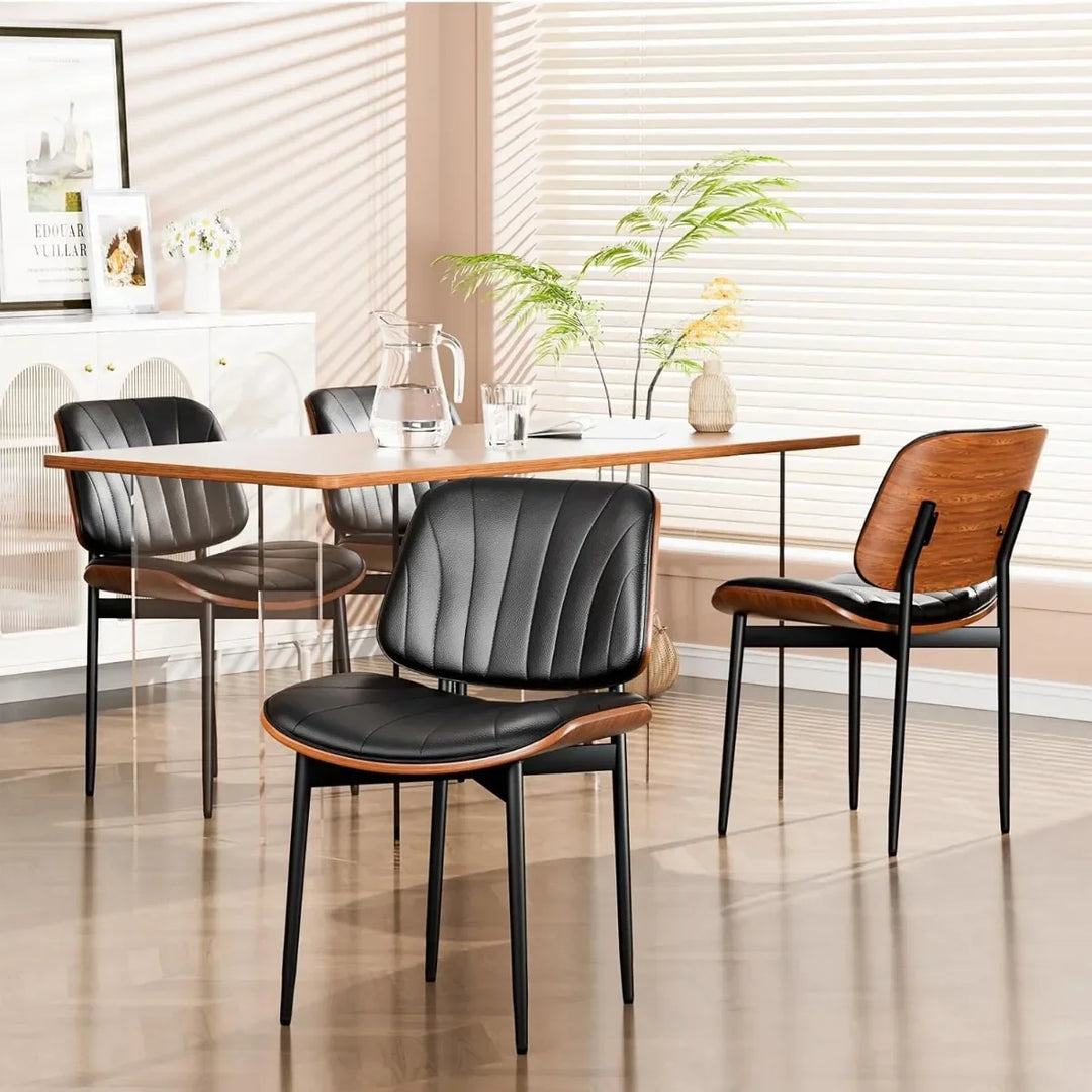 Modern Leather Dining Chairs, Set of 2
