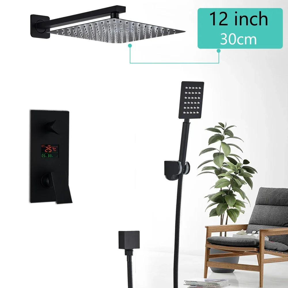 Digital Display Rainfall Bath Shower System