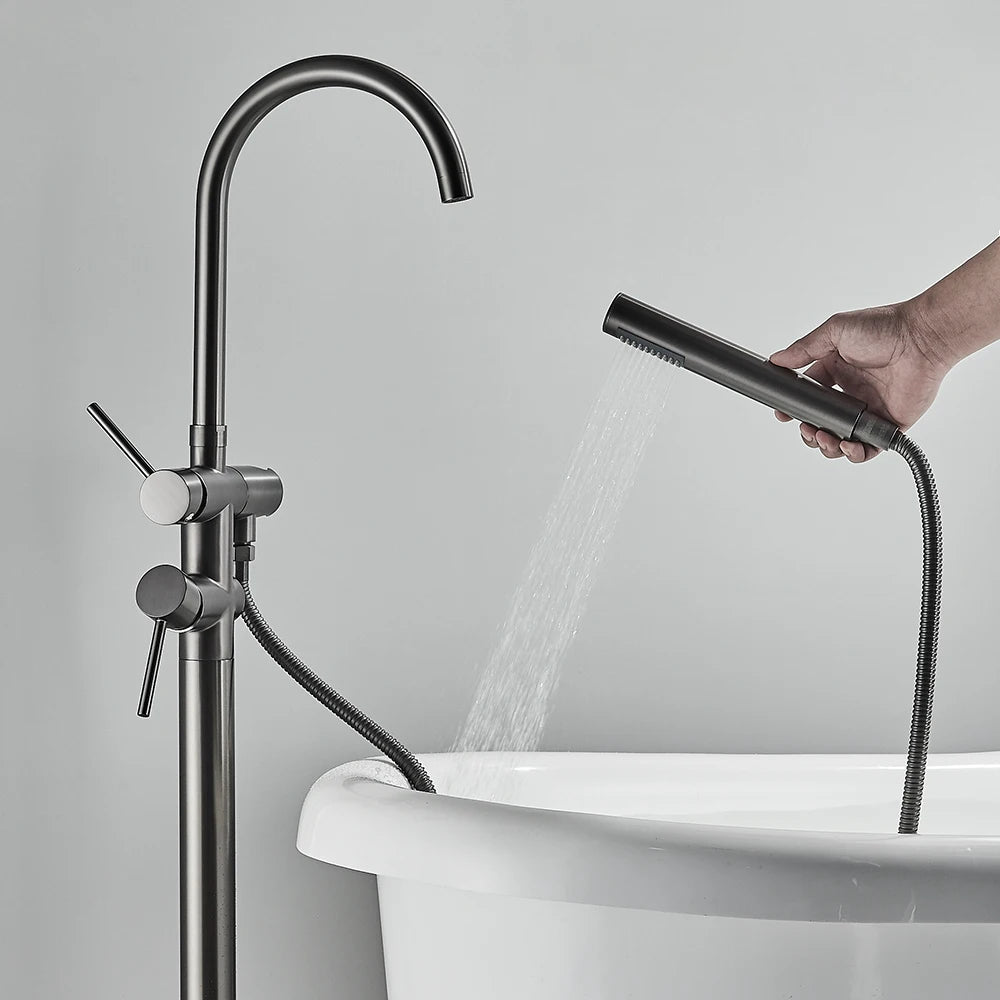 Luxury Matt Black Standing Bathtub Shower Faucets