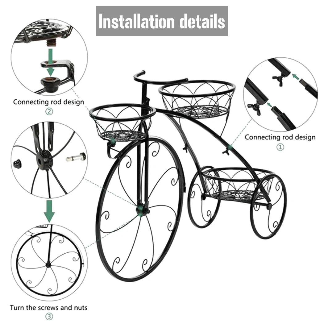 3-Tier Iron Bicycle Plant Stand
