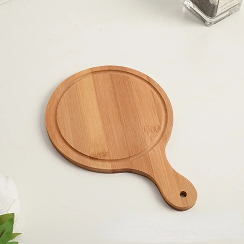 Durable Round Wooden Pizza Paddle Serving Board