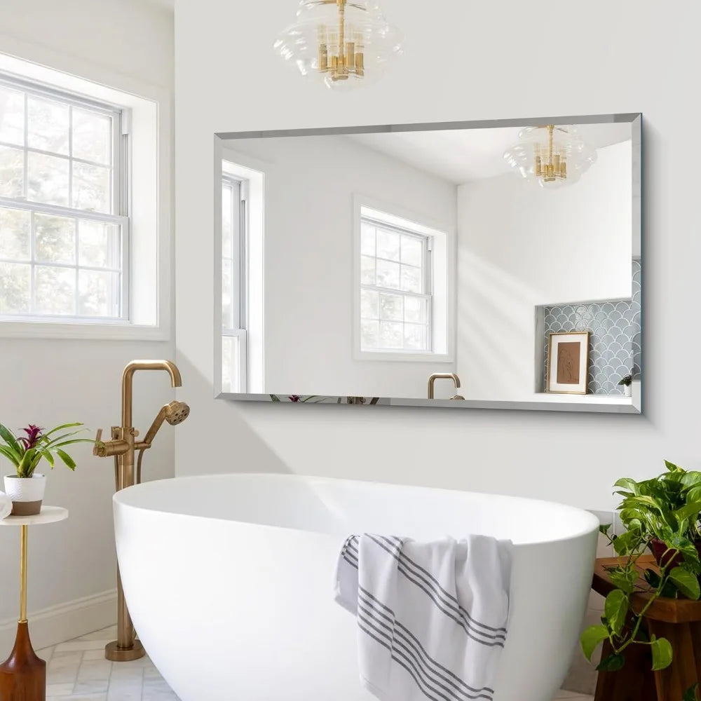 Beveled Bathroom Mirror, 36x55 Inch