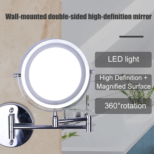 Modern Wall Mounted Folding Arm Bathroom Mirror with LED