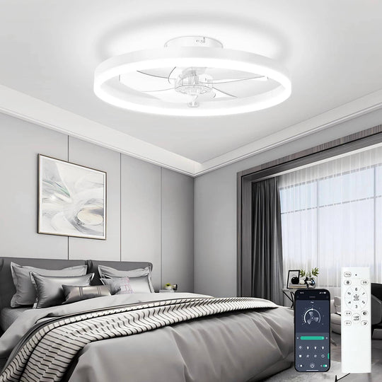 Modern Ceiling Fan With Ring LED Light