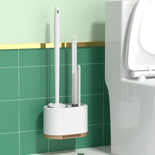 Modern Wall Mounted Silicone 3in1 Toilet Brush Holder