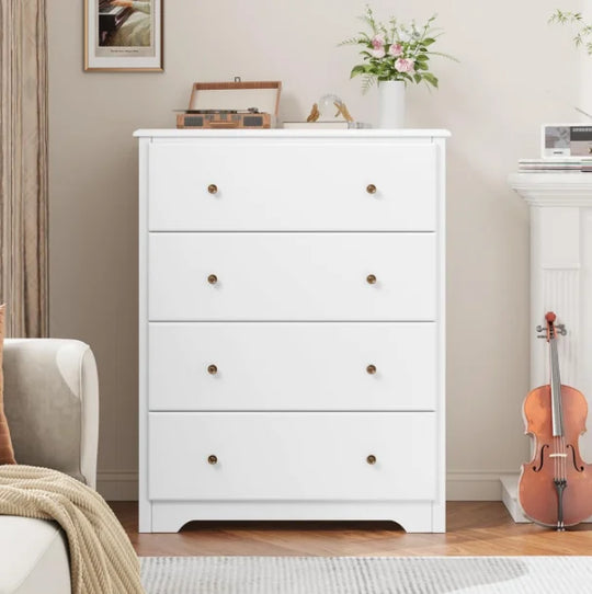 Luxury White 4 Drawer Wooden Dresser