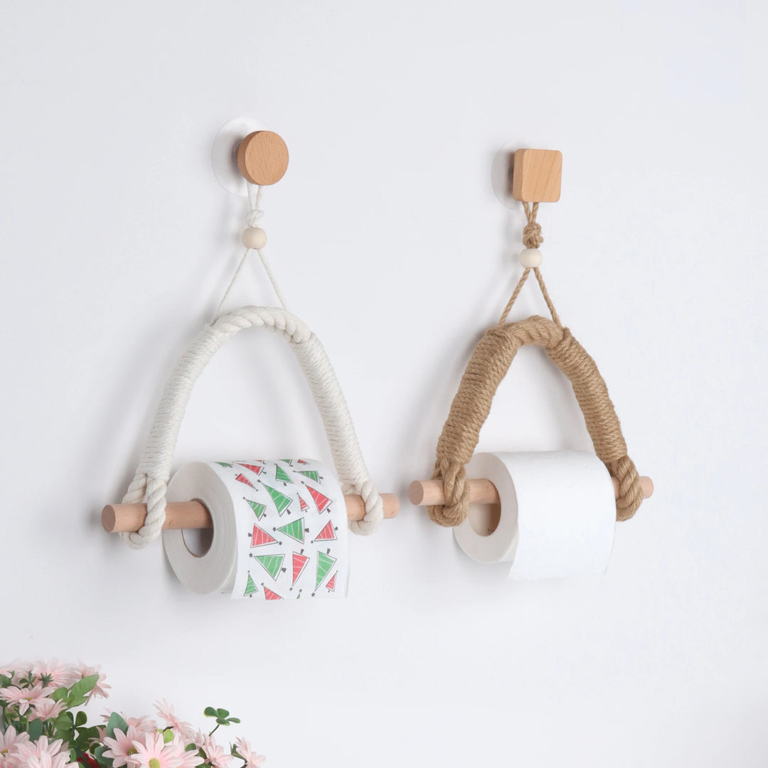 Natural Modern Wooden Toilet Paper Holder