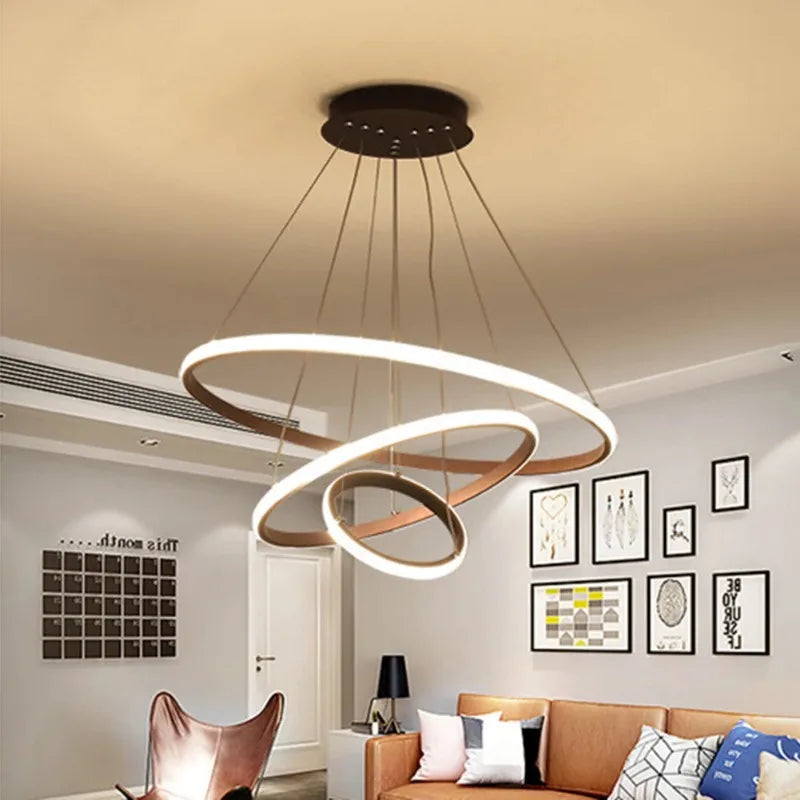 Luxury Adjustable LED Ring Chandelier