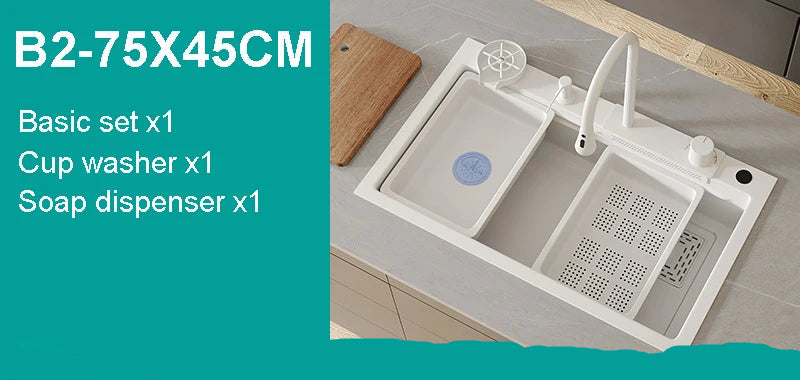 Nano White Kitchen Sink