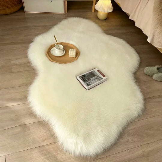 White Soft Fluffy Faux Fur Area Rug