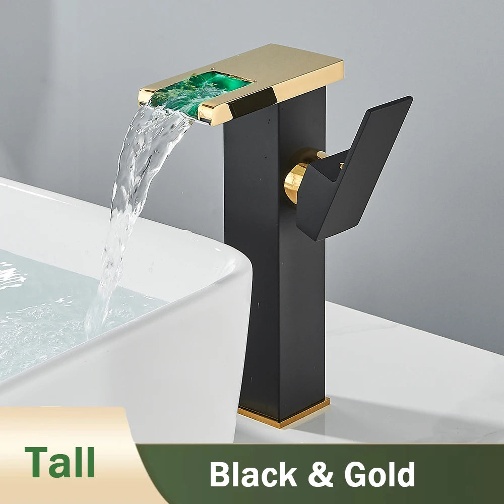 LED Bathroom Waterfall Mixer Faucet