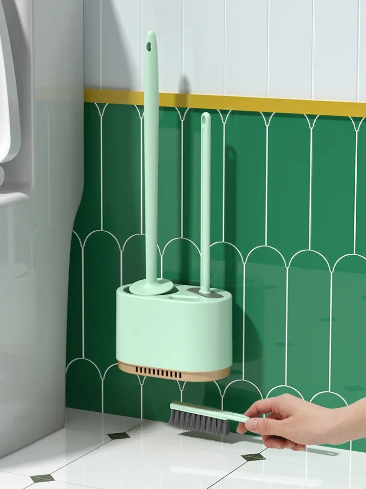Modern Wall Mounted Silicone 3in1 Toilet Brush Holder