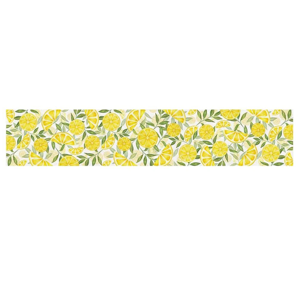 Pretty Summer Yellow Linen Lemon Tablecloth