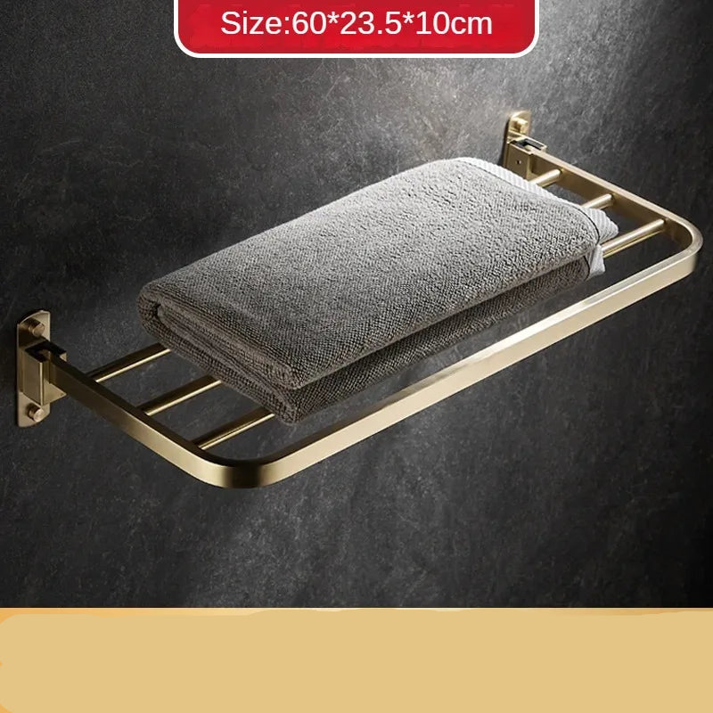 Gold Bathroom Folding Towel Rack