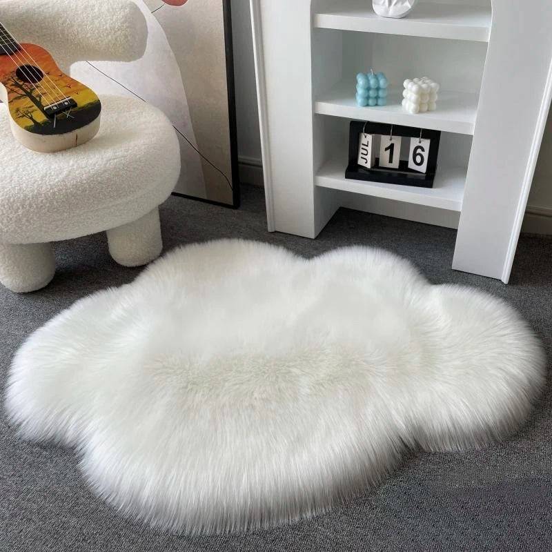 White Soft Fluffy Faux Fur Area Rug
