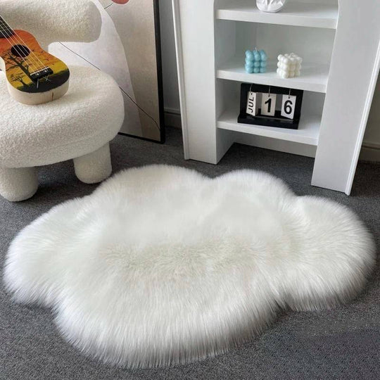 White Soft Fluffy Faux Fur Area Rug