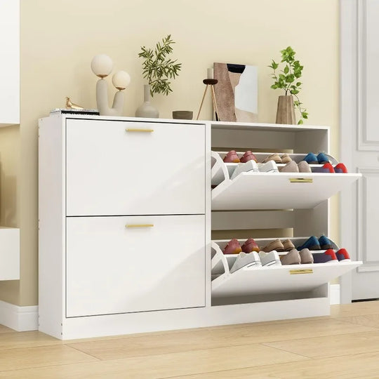 Modern Shoe Cabinet with Luxury Flip Drawers