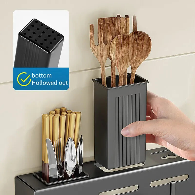 Black Stainless Steel Kitchen Storage Rack, Modern Kitchen Organiser