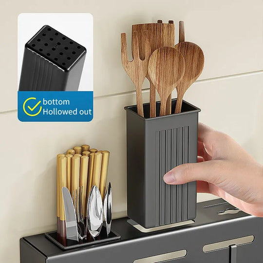 Black Stainless Steel Kitchen Storage Rack, Modern Kitchen Organiser