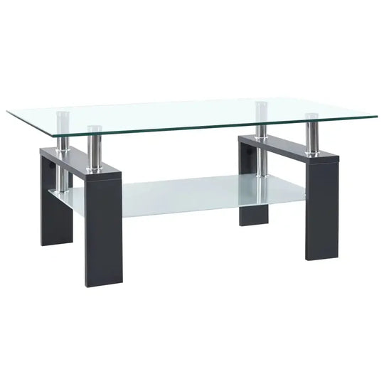 Grey Tempered Glass Coffee Table (95x55x40 cm)