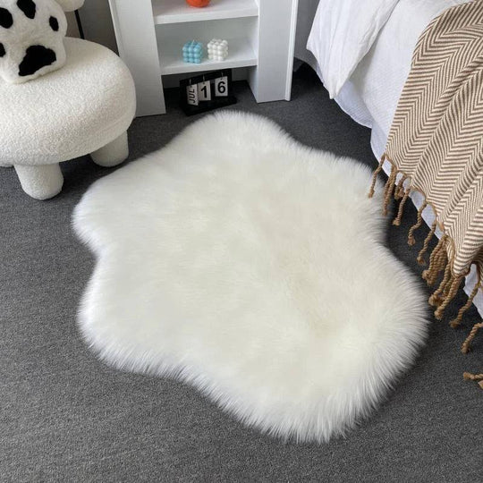 White Soft Fluffy Faux Fur Area Rug