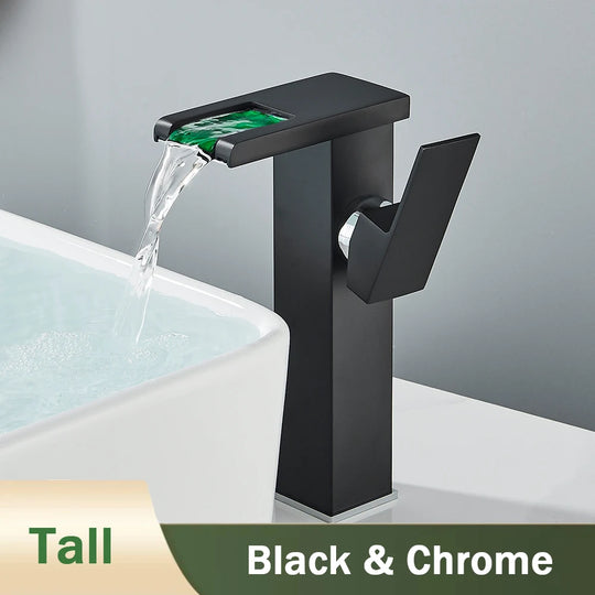 LED Bathroom Waterfall Mixer Faucet