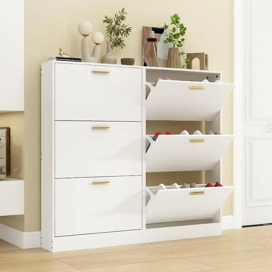 Modern Shoe Cabinet with Luxury Flip Drawers