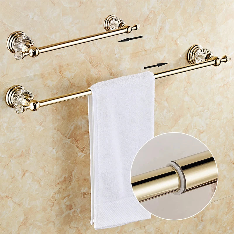 Golden Crystal Bathroom Hardware Set