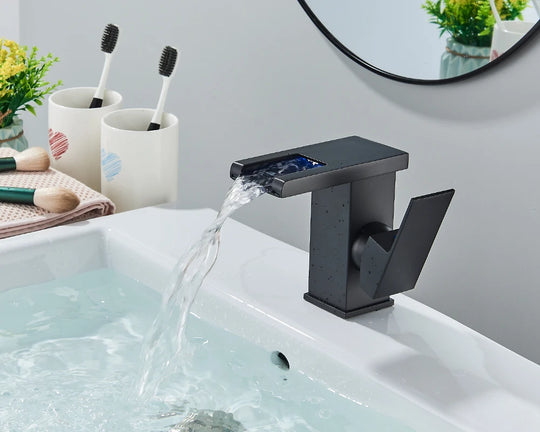 LED Bathroom Waterfall Mixer Faucet