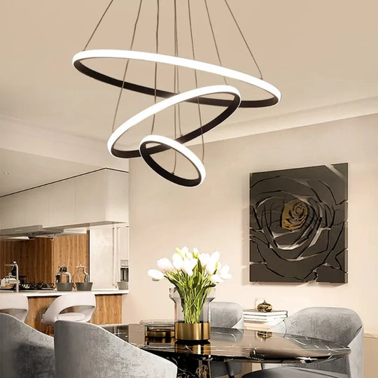 Luxury Adjustable LED Ring Chandelier