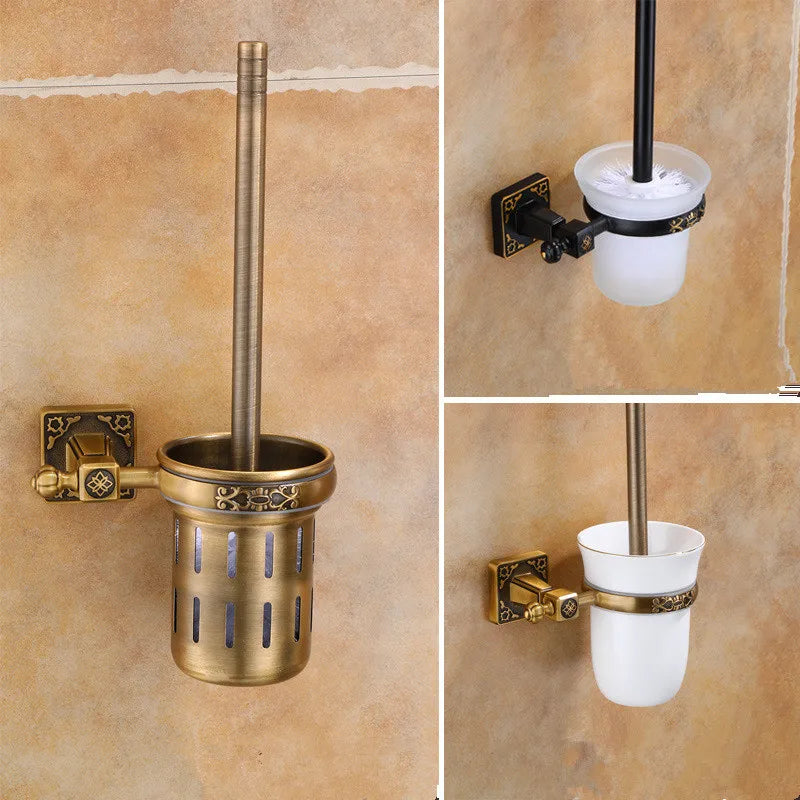 Aluminum Antique Toilet Brush Holder with Brush