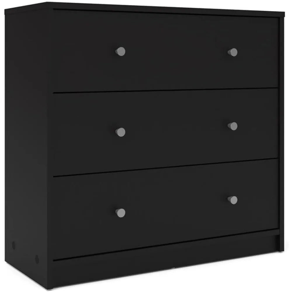 Wood 4pc Set of Chest Dresser and 2 Nightstands in Black