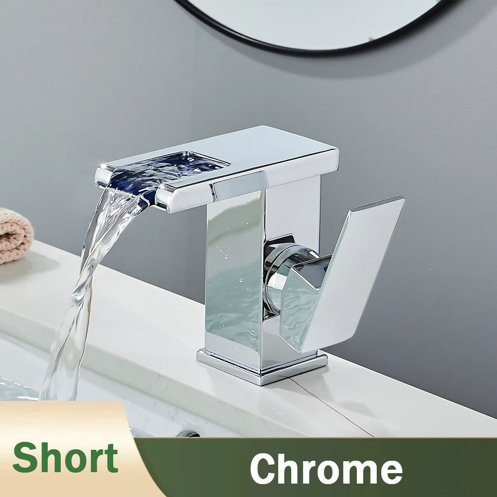 LED Bathroom Waterfall Mixer Faucet