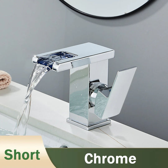 LED Bathroom Waterfall Mixer Faucet